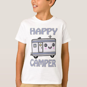 La camiseta de Kawaii de campista contento del