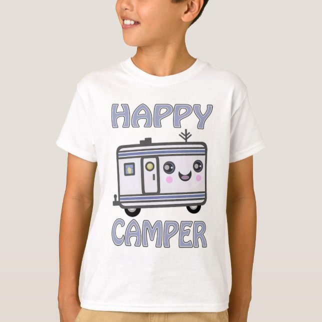 La camiseta de Kawaii de campista contento del (Anverso)