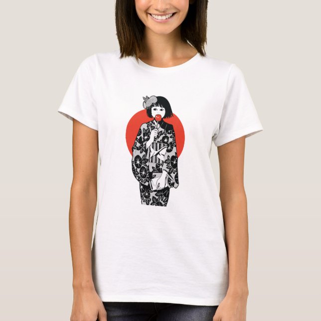 La camiseta de la Chica japonesa Anime Kawai Kimon (Anverso)