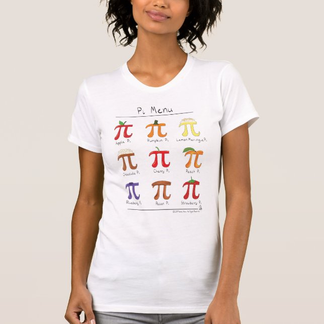 La camiseta de la matemáticas pi del menú del pi (Anverso)