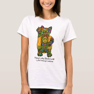 La camiseta de la mujer afortunada del gato negro