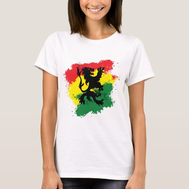 La camiseta de la mujer de Rasta: León de Judah (Anverso)