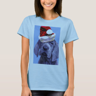 La camiseta de la mujer del navidad del perrito de