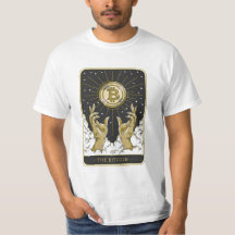 La camiseta de la tarjeta Tarot de Bitcoin