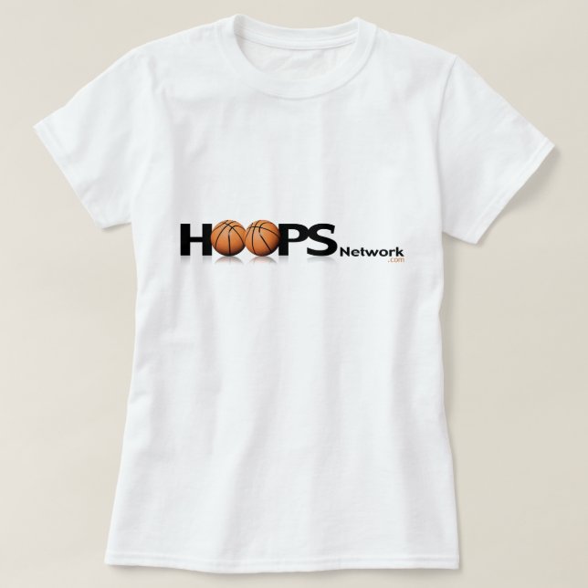 la camiseta de las mujeres de HoopsNetwork.com (Diseño del anverso)