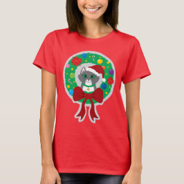 La camiseta de las mujeres del gato de la