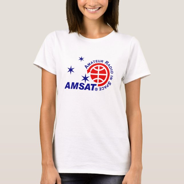 La camiseta de las mujeres del logotipo de AMSAT (Anverso)
