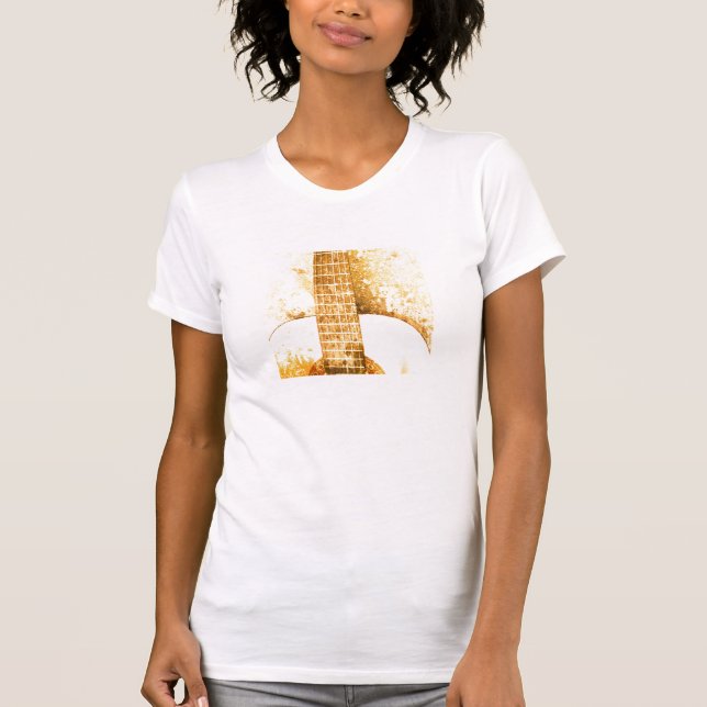 La camiseta de las mujeres del oro de la guitarra (Anverso)