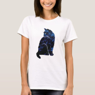 La camiseta de las mujeres florales azules del