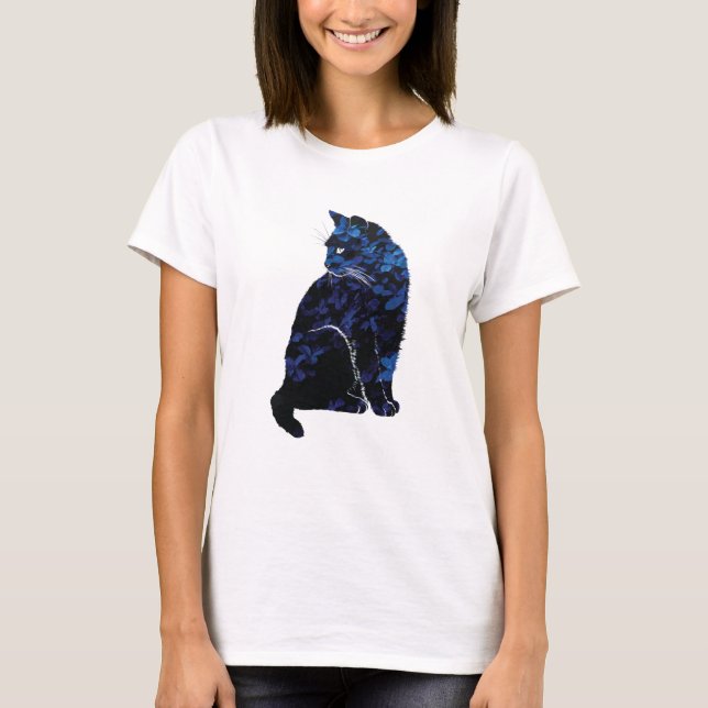 La camiseta de las mujeres florales azules del (Anverso)