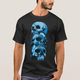La camiseta de los hombres con los cráneos azules