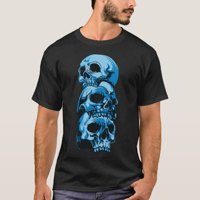 La camiseta de los hombres con los cráneos azules (Anverso)