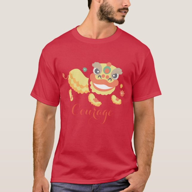 La camiseta de los hombres de la danza de león de (Anverso)