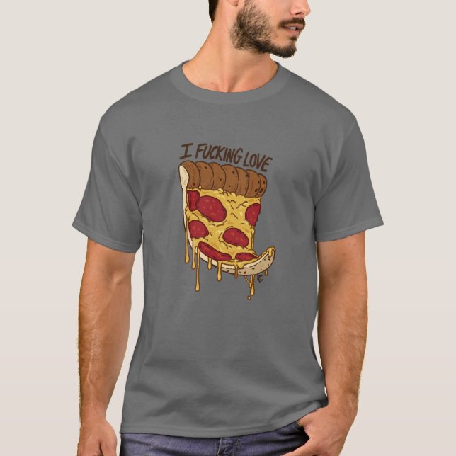 La camiseta de los hombres de la pizza del amor (Anverso)