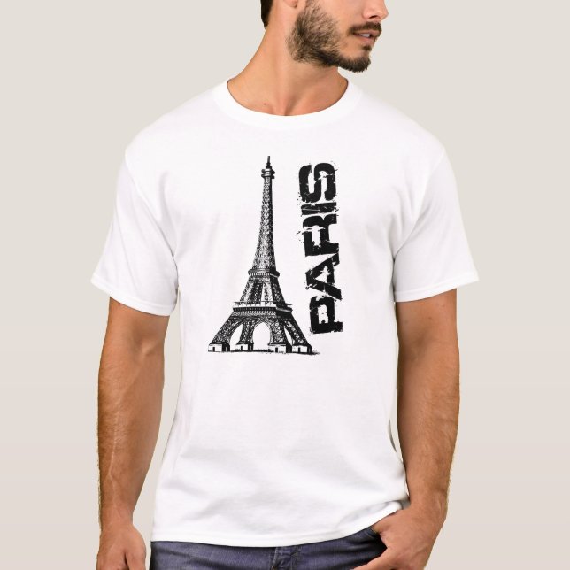 La camiseta de los hombres de la torre Eiffel de (Anverso)