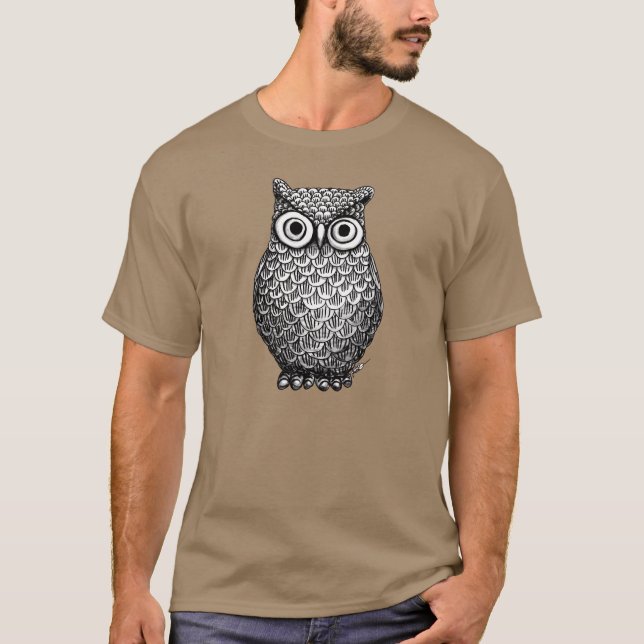 La camiseta de los hombres del diseño del búho (Anverso)