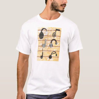 La camiseta de los hombres musicales del auricular