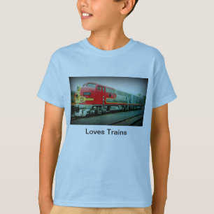 La camiseta de los niños de los trenes de los