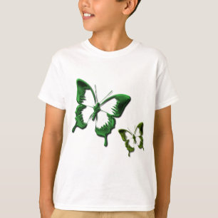 La camiseta de los niños verdes de las mariposas