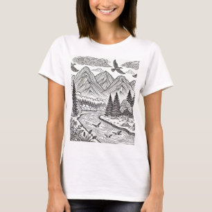 La camiseta de Nature Lover Hermosa Línea de art