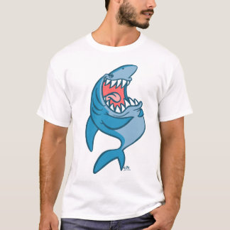 La camiseta de risa del dibujo animado del tiburón