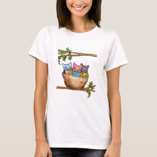 la camiseta de tres mujeres de los pequeños búhos