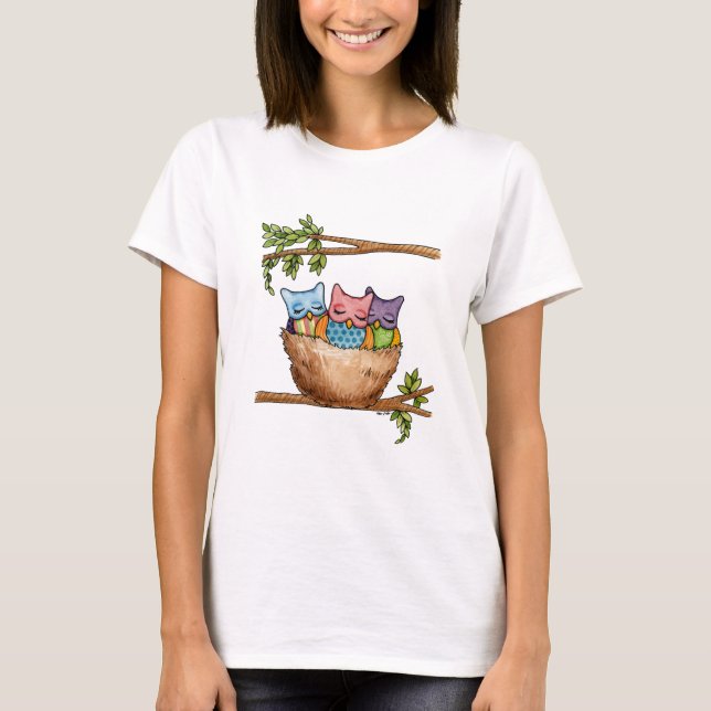 la camiseta de tres mujeres de los pequeños búhos (Anverso)