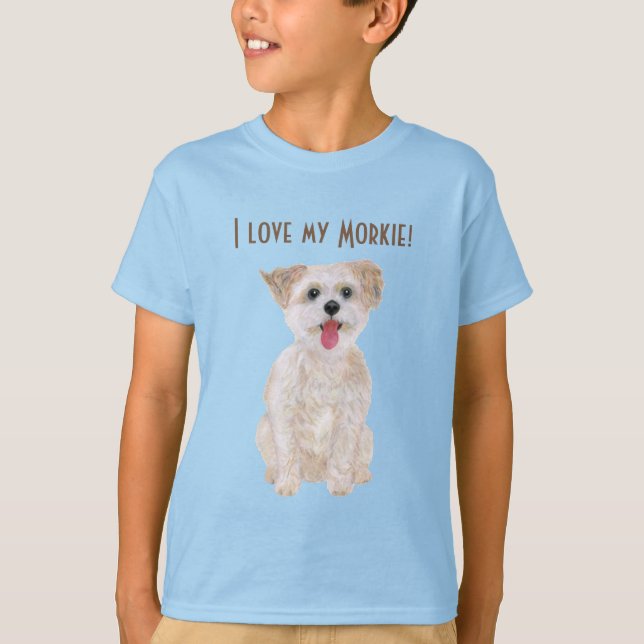La camiseta de un niño dulce Morkie Blue (Anverso)