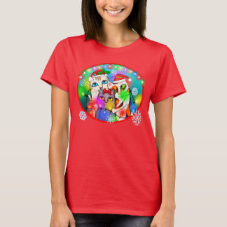 La camiseta del amante del gato del navidad