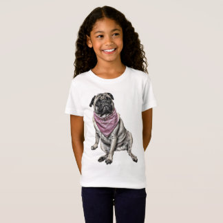 La camiseta del chica del tema del perro del barro