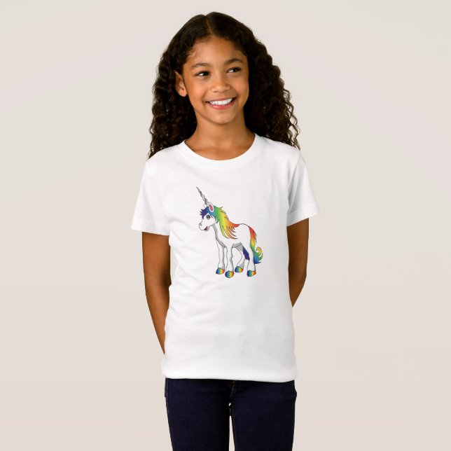 La camiseta del chica rosado del unicornio (Anverso completo)