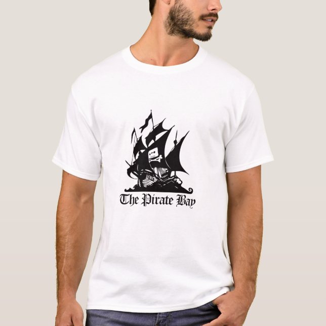 La camiseta del logotipo del negro de la bahía del (Anverso)