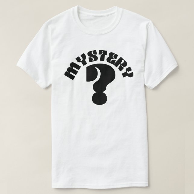 La camiseta del misterioso interrogante negro masc (Diseño del anverso)
