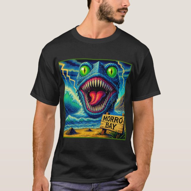 "LA CAMISETA DEL MONSTRUO DE MORRO BAY".   (Anverso)