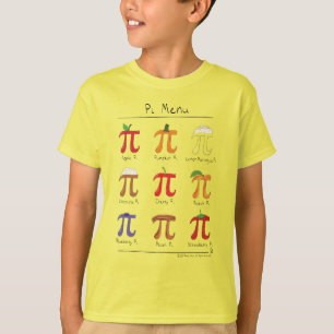 La camiseta del muchacho de la matemáticas pi del