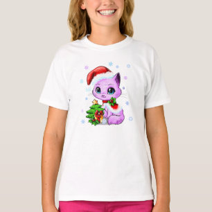 La camiseta del navidad del chica dibujado mano