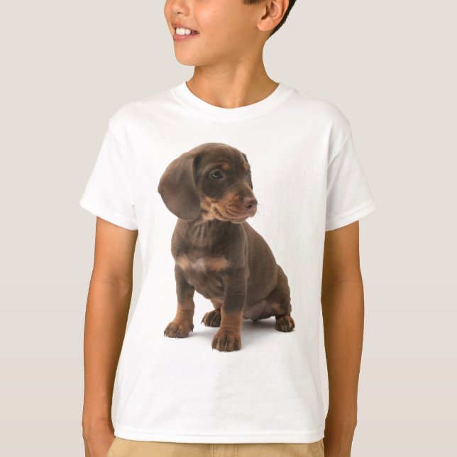 La camiseta del niño del perrito del Dachshund (Anverso)