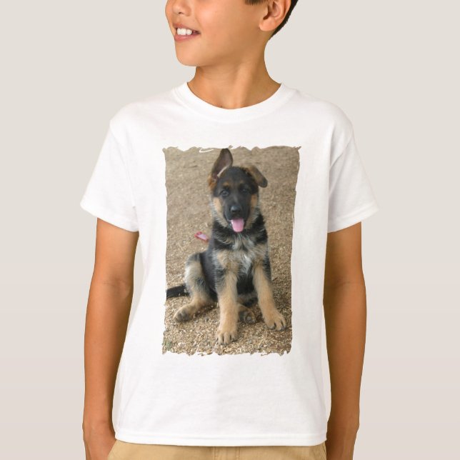 La camiseta del niño del perrito del pastor alemán (Anverso)