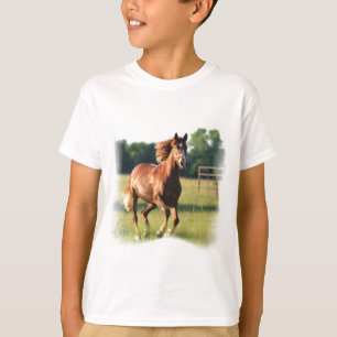 La camiseta del niño galopante del caballo de la