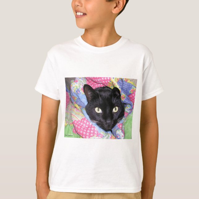 La camiseta del niño: Gato divertido envuelto en (Anverso)