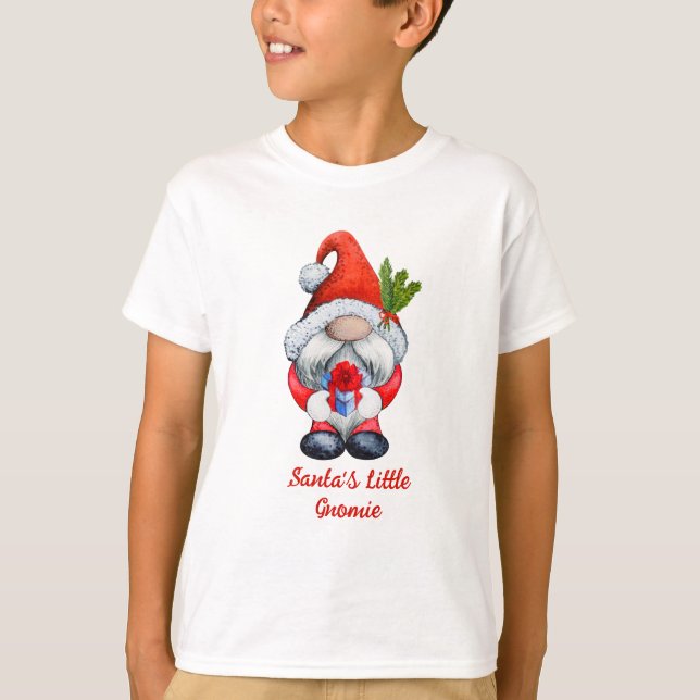 La camiseta del niño rojo Gnome de Santa Gnomie (Anverso)