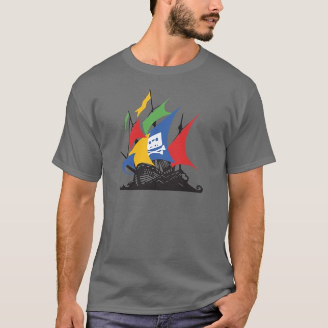 La camiseta del pirata de Google de los hombres (Anverso)