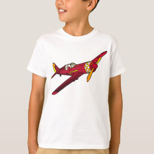 La camiseta del vintage del niño rojo del avión