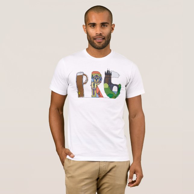 La camiseta el | PRAGA, CZ (PRG) de los hombres (Anverso completo)