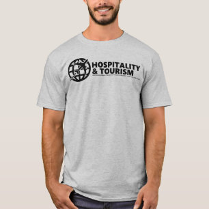 La camiseta gris de la hospitalidad y el turismo