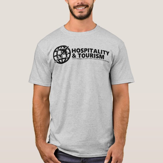 La camiseta gris de la hospitalidad y el turismo (Anverso)