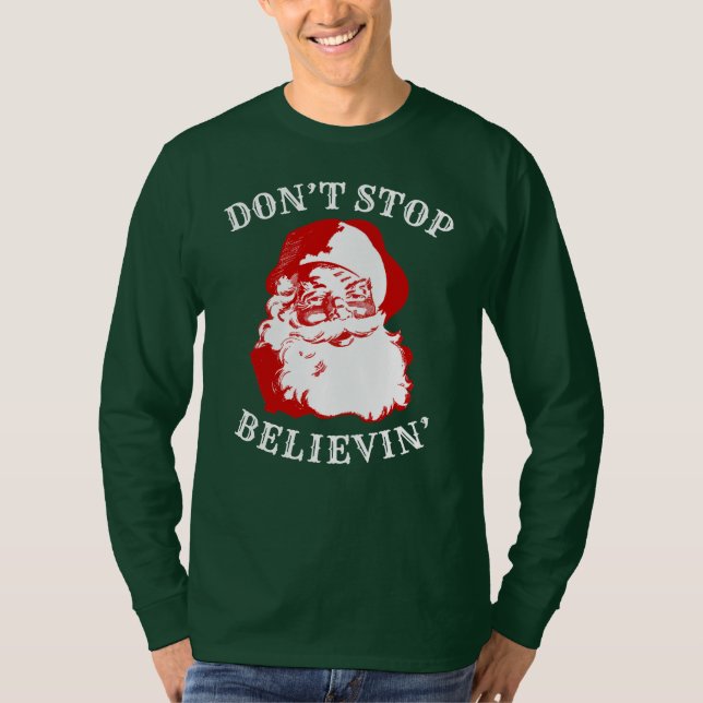 La camiseta larga divertida de la manga de Navidad (Anverso)