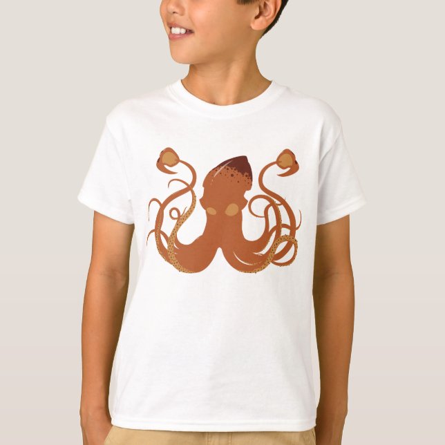 La camiseta ligera del niño del calamar gigante (Anverso)