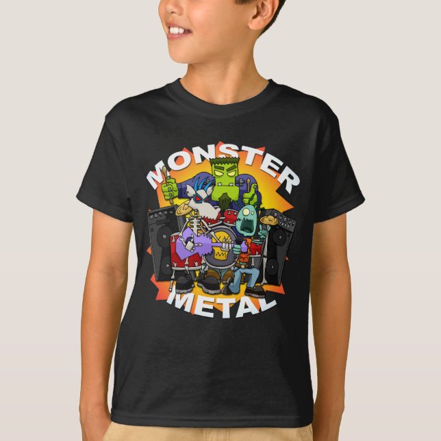 La camiseta metalizado del niño del monstruo (Anverso)