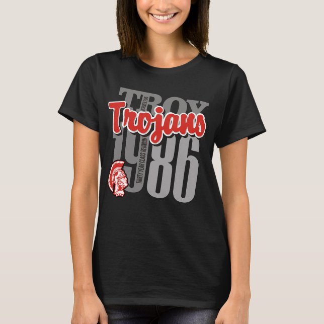 La camiseta oscura 1986 de la mujer de los Trojan (Anverso)